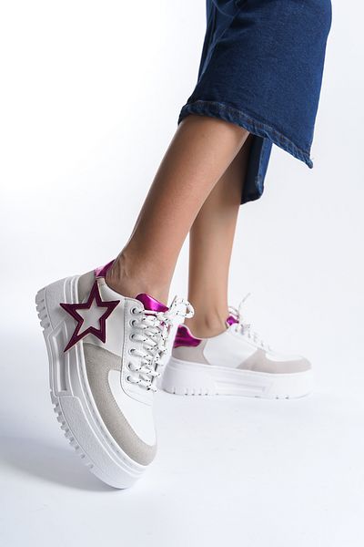 Moda Değirmeni Pantofi de damă alb-fucsia BG1165-101-0001