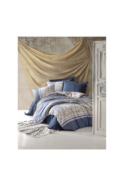 Cotton Box Σετ Παπλωματοθήκη μονής Serra Navy Blue Ranforce