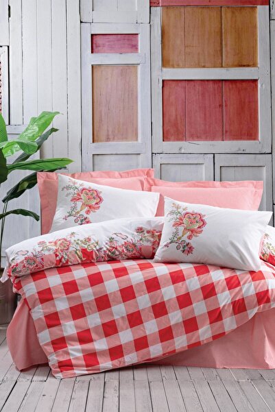 Cotton Box مجموعة غطاء لحاف فردي من Alaçatı باللون الوردي Oregano