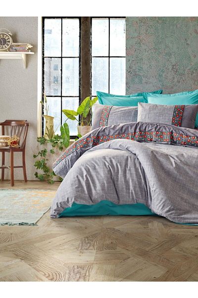 Cotton Box Gray Double Duvet Cover Set