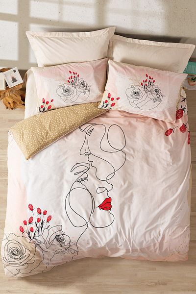 Cotton Box Ειδικό Σετ Παπλωματοθήκη για την Ημέρα του Αγίου Βαλεντίνου Amore Beige