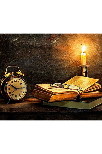 MARCEL SANAT Books in Candle Light Diamond Mosaic Painting 66X56 cm