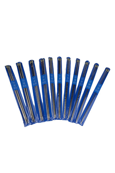 Prestij Boncuk مجموعة أسياخ محبوكة مسطحة اقتصادية من التيتانيوم 35 سم 11 قطعة مجموعة أسياخ (2-2,5-3-3,5-4-4,5-5,5-6-7-8)