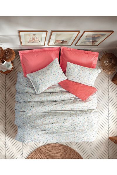 Cotton Box Petite Double Duvet Cover Set - Messy Coral