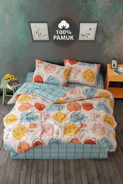 Casa Carina Set cuvertură de pilota modern Mint - Ranforce cu cearșafuri duble