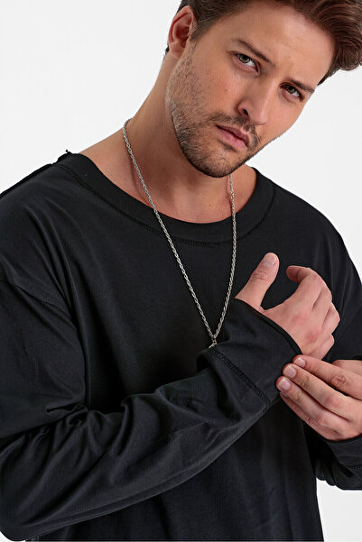 BABBOSS Uzun Kollu Geniş Yaka Rahat Kesim Tişört