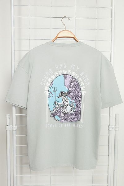 Trendyol Collection Gray Oversize PrinTed CoTTon T-Shirt - TMNSS24BF00005