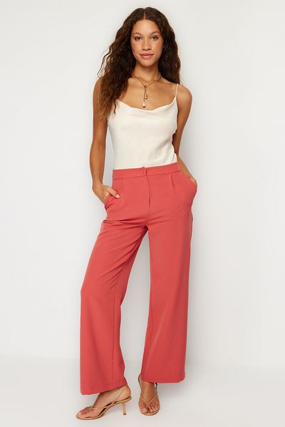 Trendyol Collection Világospiros, széles szárú/széles szárú szőtt nadrág TWOAW22PL0139