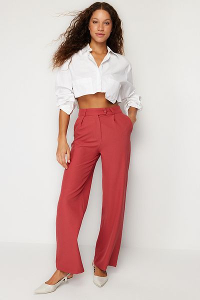 Trendyol Collection Dusty Rose egyenes vágású szőtt nadrág - TWOAW22PL0263