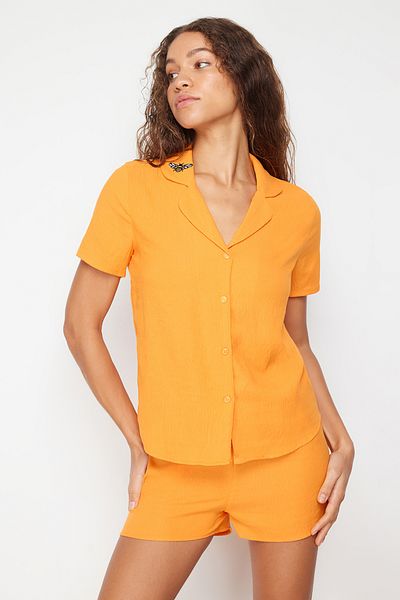 Trendyol Collection Yellow Bee Embroidered Woven Pajamas Set THMSS24PT00053