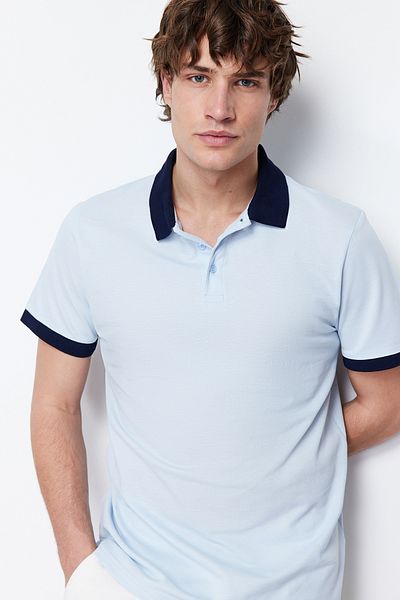 Trendyol Collection Modré polo tričko s krátkým rukávem – Regular Fit TMNSS20PO0141