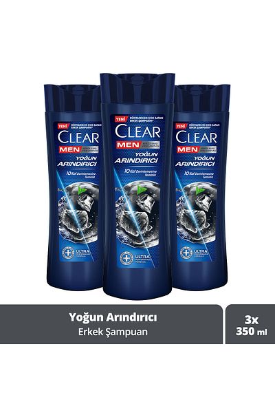 Clear Intensive Purifying 350 ml X3 - Men's Anti-Dandruff Shampoo