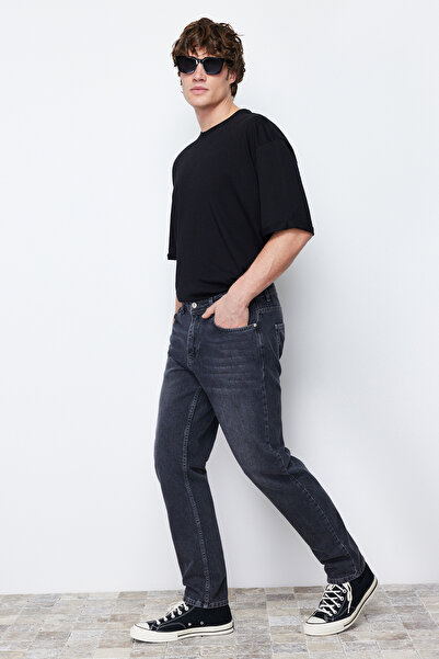 Trendyol Collection Μαύρο 100% βαμβάκι Relax Fit Boyfriend Jeans Τζιν παντελόνι TMNAW21JE0286