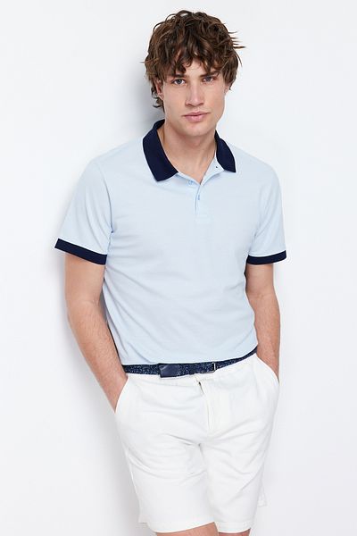 Trendyol Collection Modré polo tričko s krátkým rukávem – Regular Fit TMNSS20PO0141