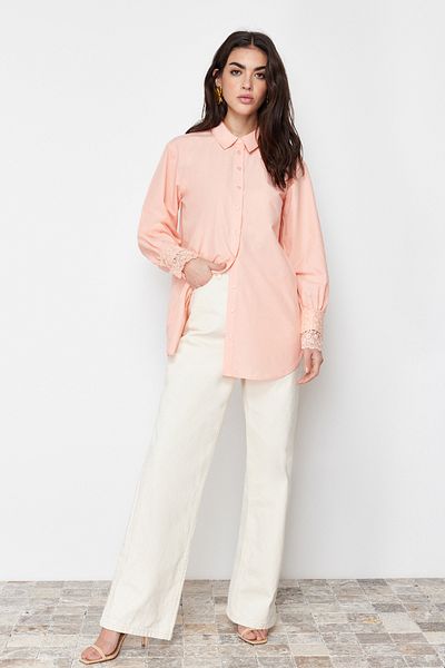 Trendyol Modest Porcsipke hímzés részletes szőtt ing TCTSS24TG00035