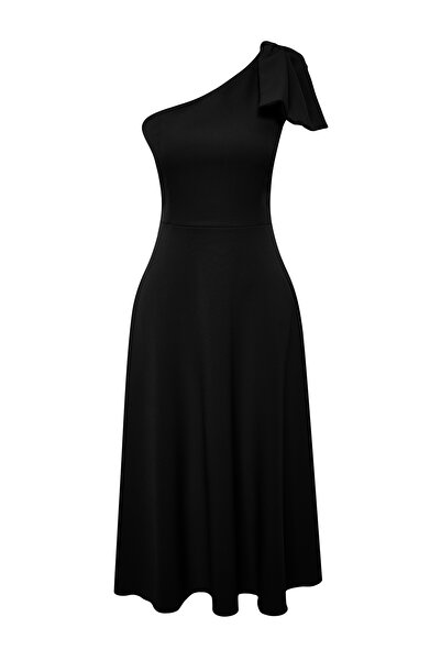 Trendyol Collection Black Bow Development detaliat Rochie de seară strânsă Rochie de absolvire de noapte TPRSS24EL00105