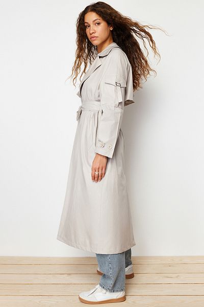 Trendyol Collection Stone Oversize Wide Cut Belted Trenčkot TWOSS24TR00018