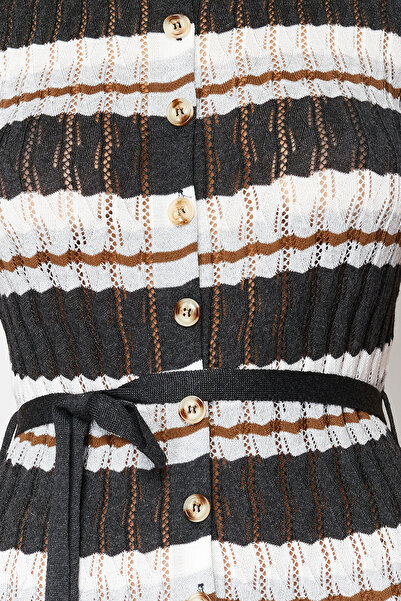 Trendyol Collection Anthracite Maxi Knitwear Openwork/Pierced Glitter Dress TWOSS24EL00241