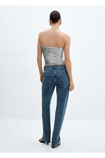 MANGO Woman Μεταλλική μπλούζα με γιακά καρδιά