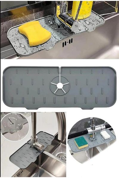 Hayveys Faucet Sink Countertop Mat Water Holder Non-Slip Silicone Bathroom, Kitchen Drying Pad