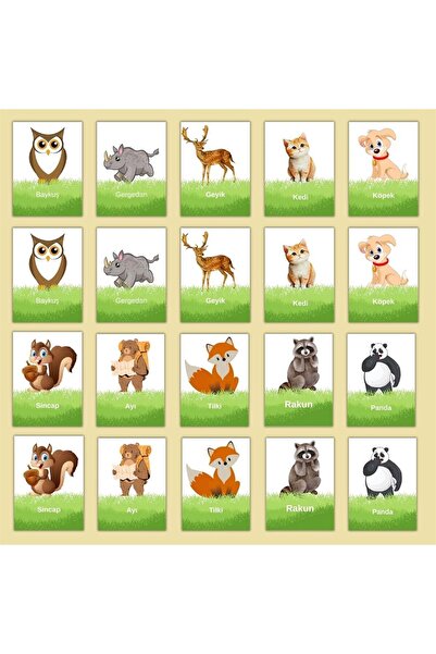 Hediye Vakti بطاقات الذكاء لعبة مطابقة حيوانات الغابة لعبة ألغاز تعليمية خشبي...