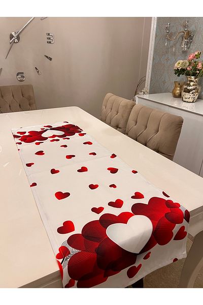 Ayd Home Heart Runner Ημέρα του Αγίου Βαλεντίνου Desk Concept Παρουσίαση επιτραπέζιων σκευών Heart Red Heart Valentinesday
