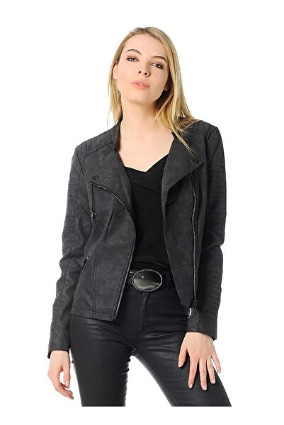 ONLY 15102997 Women's Faux Leather Jacket - Black