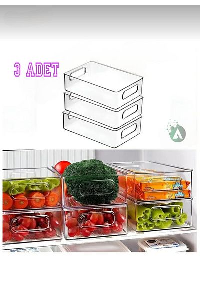 teknotrust 3-Piece Unbreakable Refrigerator Set - Vegetable, Fruit and Make-Up Organizer, Cabinet Organizer