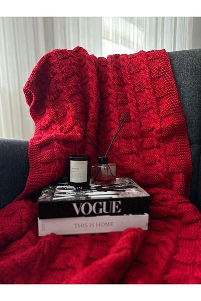 Sheilar Hair Braided Checkered Knitwear TV Blanket Sofa Shawl