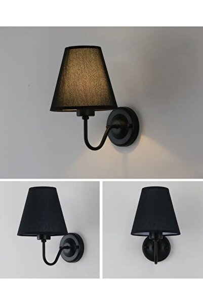 Buiva Aplik Siyah Gövde Siyah Abajur Elektrik İle Çalışır
