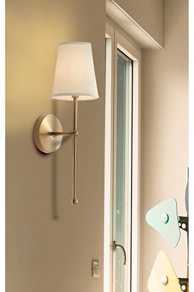 Buiva Modern Aplik Eskitme Gold Sarı Krem Abajur Elektrik İle Çalışır