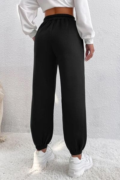 MODARİCH Καλιφόρνια Jogger Sweatpants - Μαύρο εμπριμέ ελαστικό πόδι με ανασηκωμένη ψηλή μέση