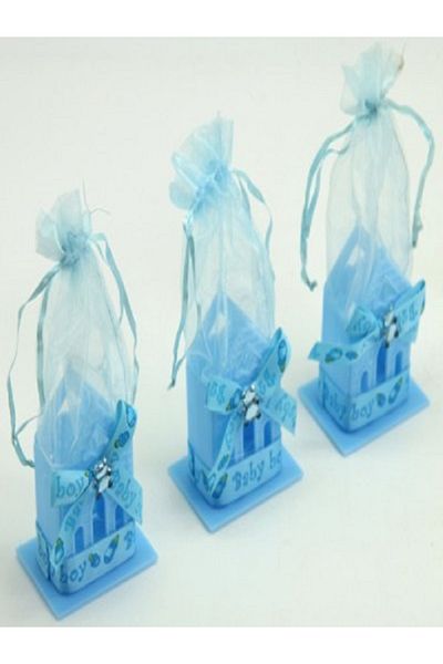 Kazanabil 12 PIECES HOME SHAPE GIFT BABY CANDY BAG BLUE