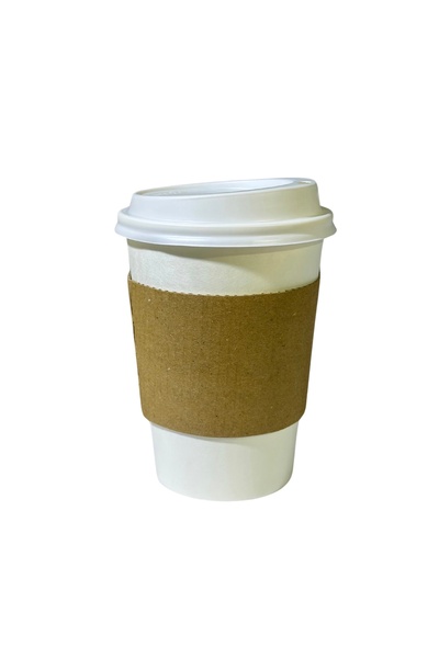 Miopack Karton kağıt bardak 14oz beyaz kapaklı ekstra kalın 100 adet