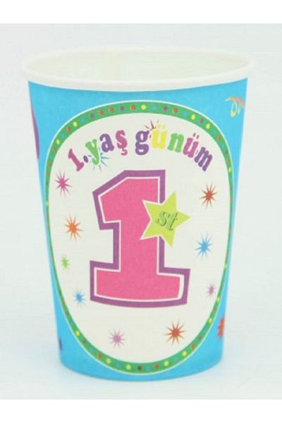 Kazanabil 10-Piece 1 Year Old Day Written Birthday Party Cup Blue