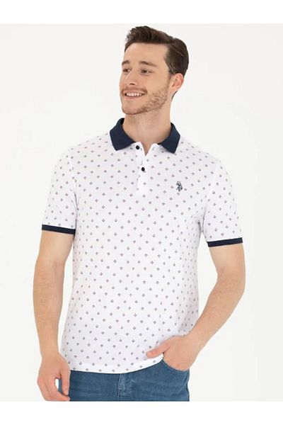 U.S. Polo Assn. Ανδρικό μπλουζάκι με πορτοκαλί γιακά πόλο