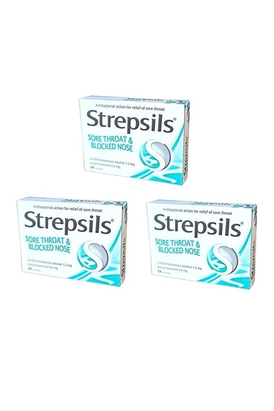 STREPSİLS أقراص ستربسلز بالمنثول - عبوة من 24 قرصًا، 3 قطع