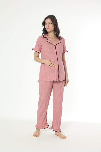 Miss Dünya Lissa Na dugmad sprijeda Široki rebrasti set pidžama za trudnice i...