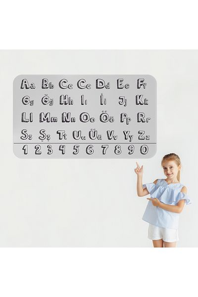 Harita Sepeti Educational Hand Drawing Turkish Alphabet and Number Training Sticker, Children's Room, Kindergarten Wall Sticker-3897