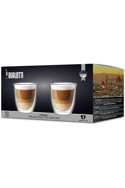 Bialetti Set 2 glasses Double Wall Firenze, 2x 200 ml, (thermal insulated, borosilicate glass)