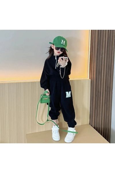 Machetta Stand Collar Half Zipper M Printed Full Winter Girl's Tracksuit
