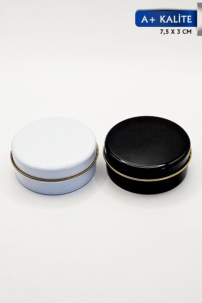 FANTASTİK SANAT ATÖLYESİ 2-Piece Metal Tin Decorative Candle Soap Jewelry Accessory Gift Storage Box - 7.5 Cm x 3 Cm