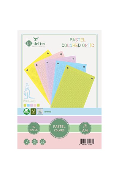 BİDEFTER Optik Kareli Kağıt - Pastel Renkler, Imalatta Hamurundan Boyalıdır. 5
