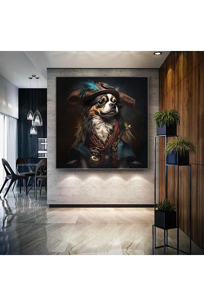 SML TABLO Drăguț Cavalier King Charles Dog Pirat Costum Pictură pătrată pe pânză