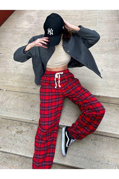 DEEFWEAR Y2k Plaid Detail Sweatpants/Pants