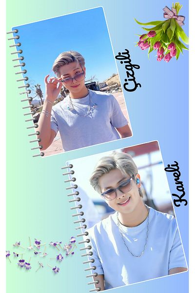 animeandyourworld Rm bts notebook set 2 pcs A4 size 21*30 lined + checked 60 syf