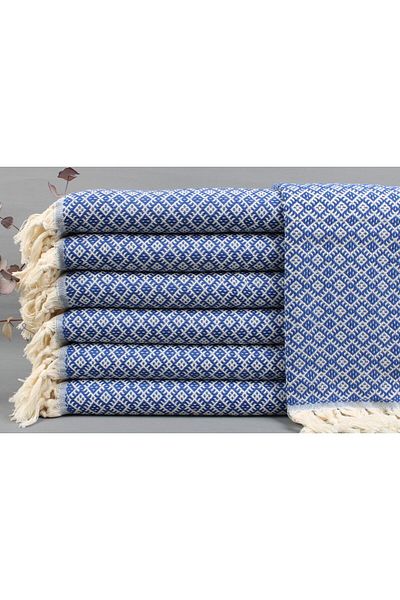 Kayra Export Pestemal Saks إبريق شاي أزرق Pestemal 50x95 سم قطن Pestemal