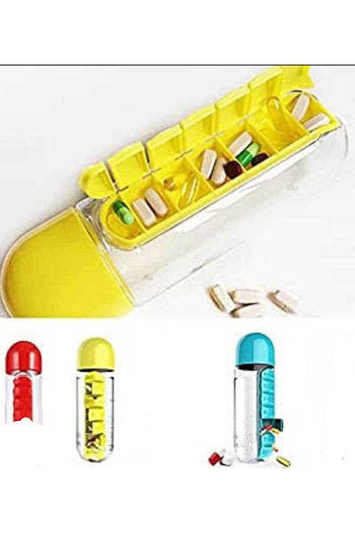 Dalian Home 600 ml Built-in 7-Day Medicine Organizer Water Bottle