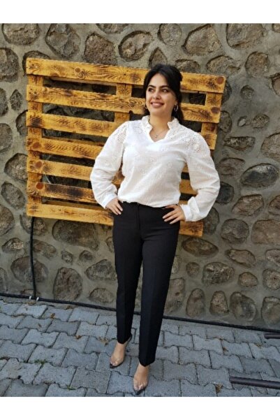 FERGAN Kadın Siyah Bilek Boy Pantolon