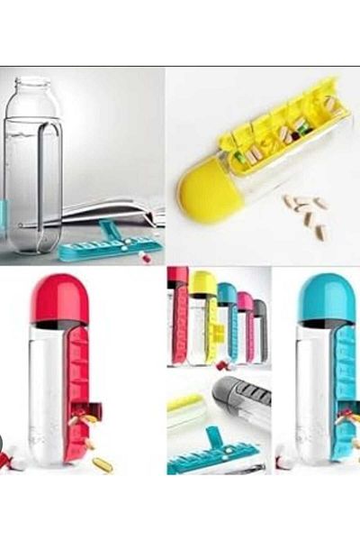 Dalian Home 600 ml Built-in 7-Day Medicine Organizer Water Bottle